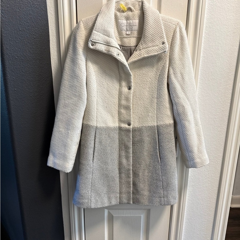 Jessica Simpson Cream and Gray Pea Coat